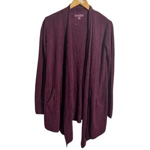 Barefoot Dreams CozyChic Lite Circle Cardigan Women S/M Burgundy Comfort Casual